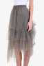 Brunello Cucinelli Grey Tulle Midi Skirt Size 2