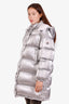 Moncler Silver Metallic Hooded Quilted Gaou Down Jacket Size 2