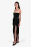Alex Perry Black Satin Corset Strapless Slit Dress Size 6