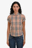 Burberry Tan Check Short Sleeve Polo Shirt Size XS