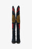 Burberry Blue/Red Suede Stiletto Thigh High Boots Size 36.5