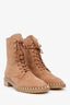 Stuart Weitzman Brown Suede with Faux Pearls Sondra Combat Boots Size 7