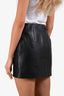 Miu Miu 2024 Black Calfskin Leather Logo Mini Skirt Size 36