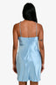 Staud Blue Satin Beaded Mini Halter 'Cadence' Dress Size 6