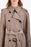 Burberry London Khaki Nylon Belted Midi Trench Coat Size 10