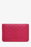 Pre-loved Chanel™ 2015-16 Pink Quilted Lambskin Boy Wallet on Chain