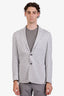 Canali Grey/White Linen and Cotton Houndstooth Single Breasted Blazer Size 31 Mens