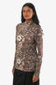 Ulla Johnson Brown Jersey Printed Turtleneck Top Size M