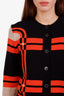 Hermès 23AW Black/Orange Cashmere Brides de Gala Tartan Long Sleeve Cardigan Size 38