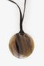 Hermès Brown Leather Loop Pendant Necklace