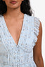 Self-Portrait Light Blue Metallic Floral Print Mini Dress Size 4