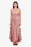 For Love & Lemons Pink Lace Floral Embellished Chelsea Maxi Dress Size M