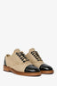 Pre-loved Chanel™ 2018 Taupe/Black Leather Canvas Interlocking CC Logo Oxfords Lace-up Shoes Size 35.5