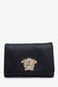 Versace Black Leather La Medusa Flap Chain Clutch