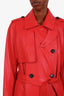 Mackage Red Leather Belted Gael Trench Coat Size S