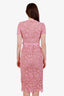 Self-Portrait Pink Lace Guipure Midi Dress with Belt Size 2
