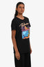 Balmain Black Cotton Orange Graphic T-Shirt Size S