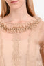 Oscar de la Renta Beige Silk Lace Raw Hem Blouse Size 4