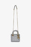 Christian Dior 2016 Pearl Grey Cannage Lambskin Mini Lady Dior with Chain
