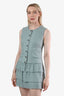 Pre-loved Chanel™ Blue Tweed Button Sleeveless Dress Size 38