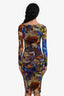 Fuzzi Multicolour Floral Long Sleeve Midi Dress Size XS