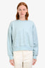 Gucci Blue Cotton GG Crystal Long Sleeve Crewneck Top Size S