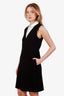 Christian Dior Black/White Wool Sleeveless Midi Dress with Spread Collar Size 4