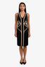 Alexander McQueen Black/Tan Pleated Flare Midi Dress Size XS