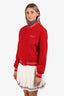 Celine Red Wool Blend 'Teddy Brode' Varsity Jacket Size 36