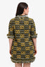 Gucci Black/Yellow Fringe Tweed Short Sleeve Dress Size L