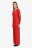 Max Mara Red Ribbed Pantsuit and Cardigan Set Size M