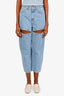 AREA Light Blue Denim Crystal Slit Jeans Size 2