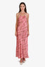 Reformation Pink Floral Silk Pearl Halter Maxi Dress Size L