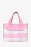 Miu Miu Pink/White Woven Basket Top Handle Bag