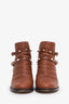 Valentino Brown Pebbled Leather Rockstud Ankle Boots Size 38.5