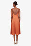 Sandro Brown Crystal Embellished Satin Ruched Maxi Dress Size 38