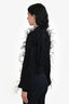 The Attico Black Wool Ostrich Feather Cardigan Size XS