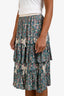 Gucci Multicolour Floral Print Lace Bow Detail Midi Skirt Size XS