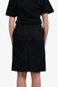 Dries Van Noten Navy Jacquard Floral Skirt Size 38