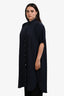 6397 Black Silk Button Down Shirt Dress Size M