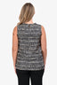 'S Max Mara Black/White Silk Patterned Sleeveless Tank Top Size 2
