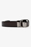 Salvatore Ferragamo Brown Leather Reversible Belt with Chrome Hardware Size 44 Men's