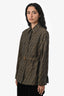 Fendi Brown Silk Zucca Double Pocket Jacket Size 38 with Belt