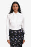 Alia White Cotton Cropped Long Sleeve Button Down Shirt Size 42