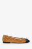 Pre-loved Chanel™ Yellow/Black Velvet CC Embossed Ballet Flats Size 37