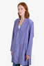 Issey Miyake Homme Plisse Purple Pleated Padded Shoulder Midi Cardigan Size 3