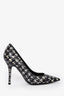Christian Dior Black/White Embossed Python Leather Houndstooth Stiletto Heel Size 36.5