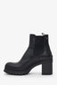 Prada Black Leather Lug Sole Chelsea Boots Size 37