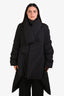Rick Owens Black Cotton Blend Goose Down Midi Belted Jacket Size 6 US