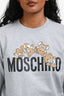 Moschino Teen Grey Marl Cotton Teddy Bear Logo Print Long Sleeve T-Shirt Size 14 Kids